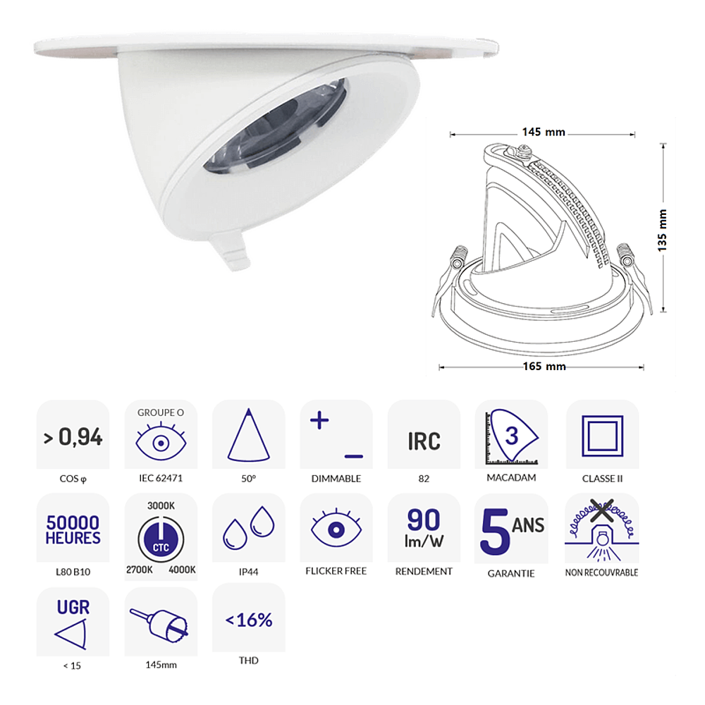DOWNLIGHT SAMBA BLANC 30W ZIG