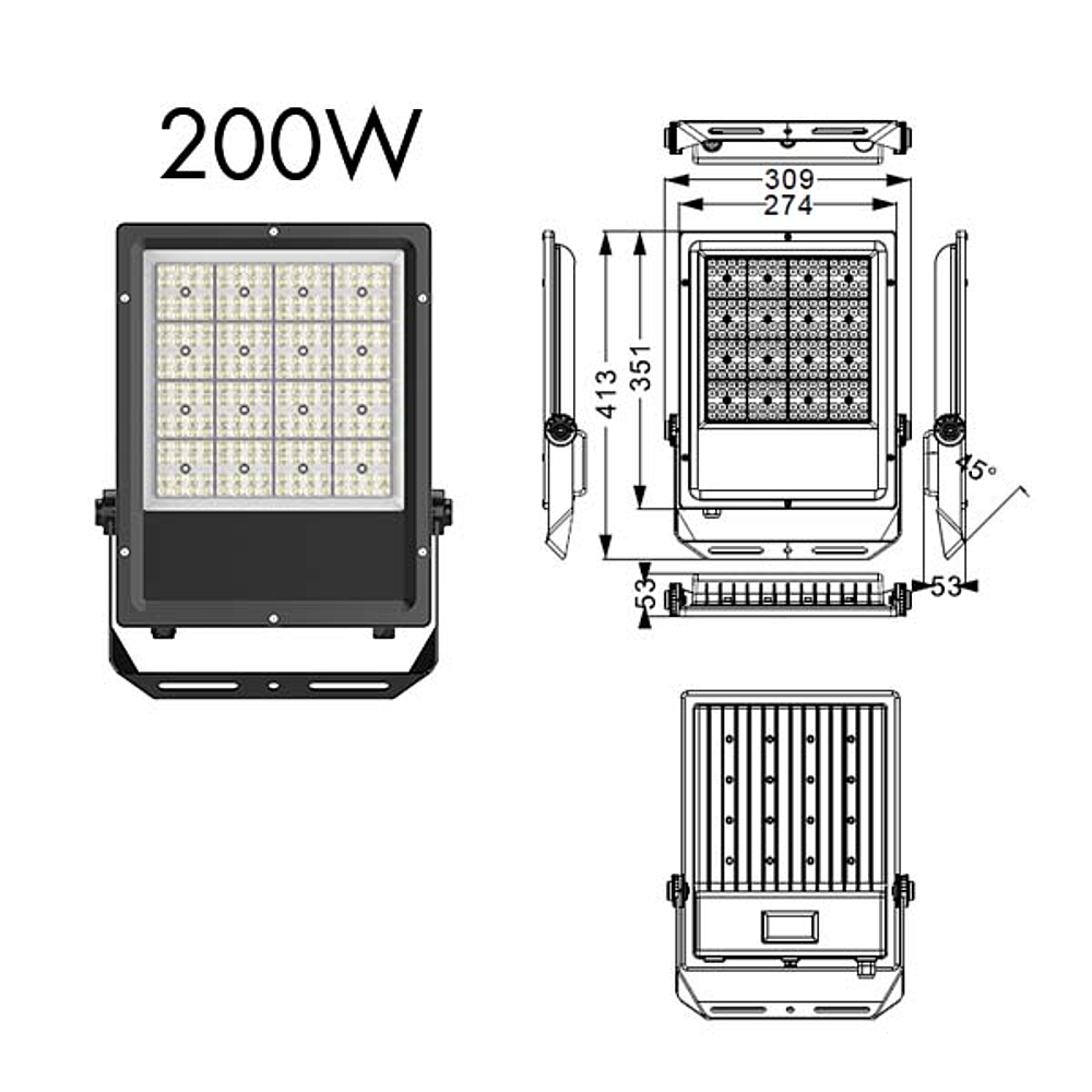PROJECTEUR ROCK ASYMETRIQUE 200W IP67