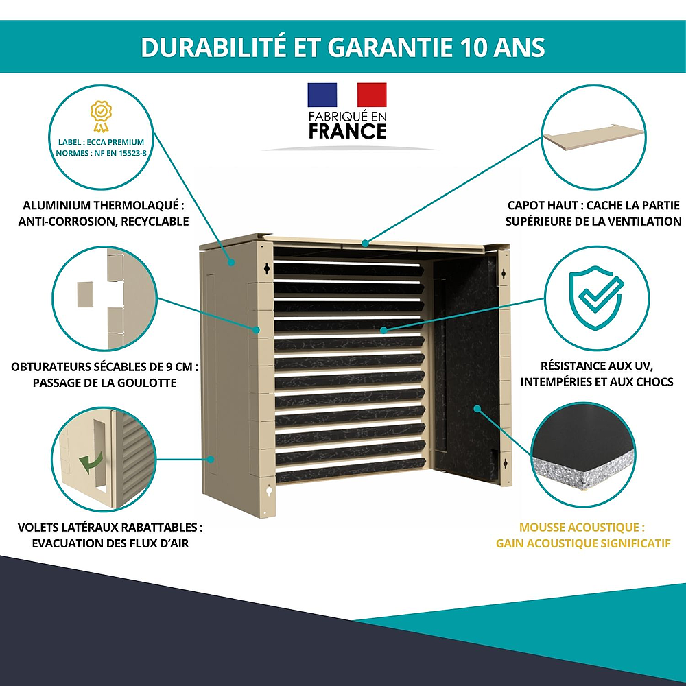 Cache clim acoustique Crème T1