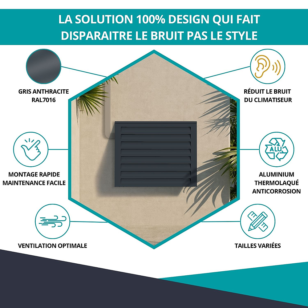 Cache clim acoustique Gris T1