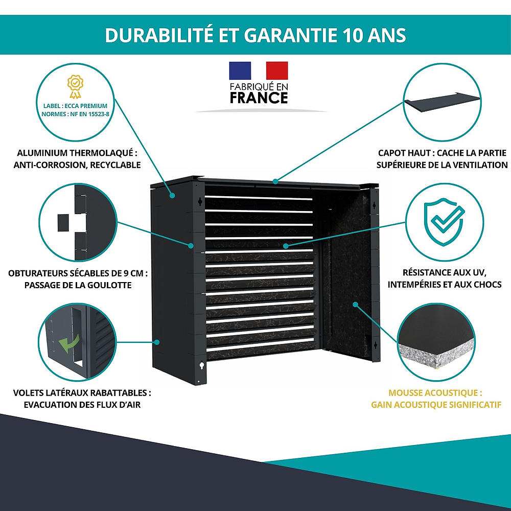Cache clim acoustique Gris T1
