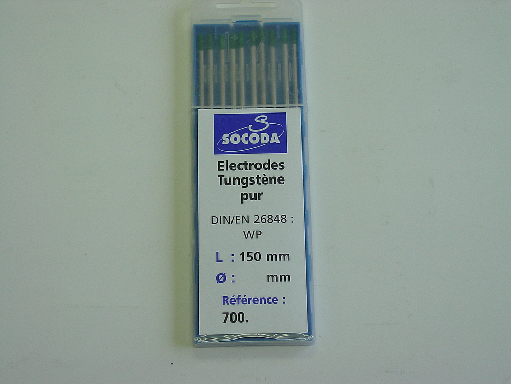Electrode tungstène pur bout vert