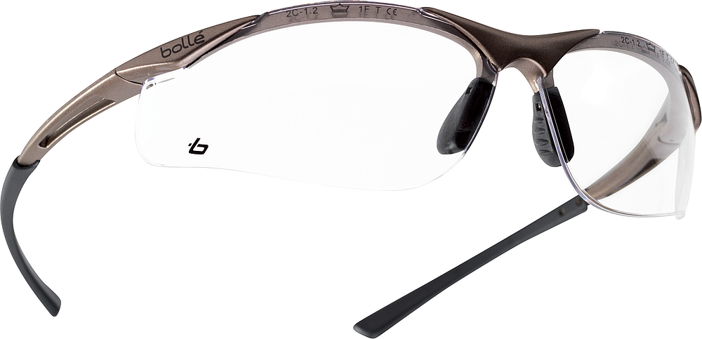 Lunettes incolores anti-buée et anti-rayure - Monture en nylon bronze - branches TIPGRIP