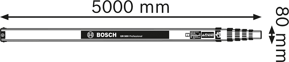 BOSH GR 500 - Mire Téléscopique en Aluminium de 5M