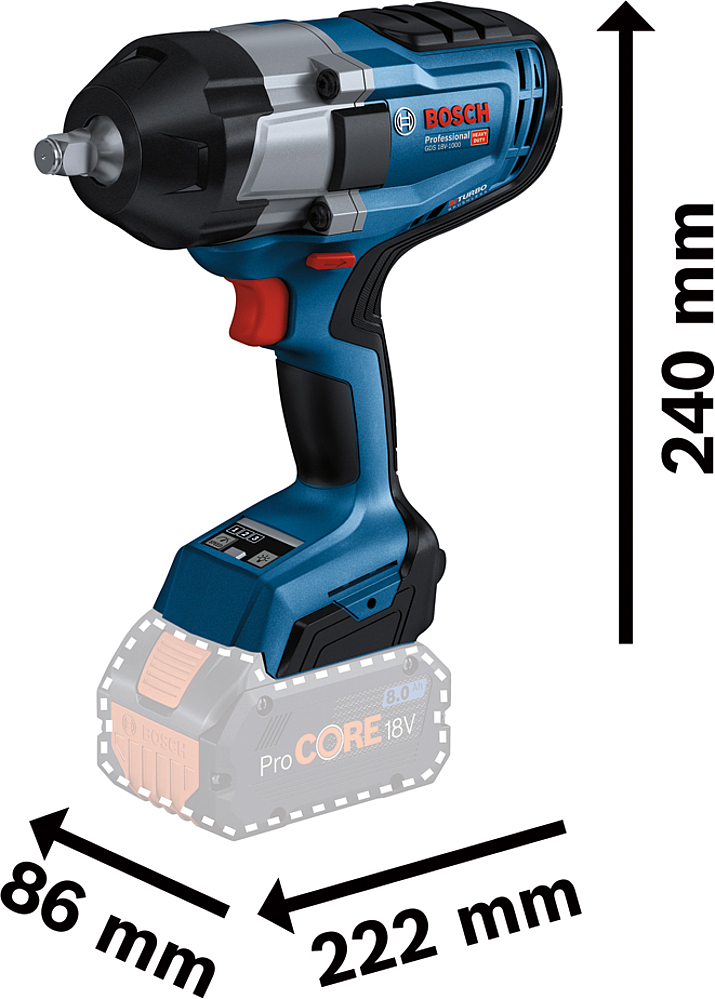 BOULONNEUSE GDS 18V-1000 2X 8,0AH GAL 1880 CV L-BOXX