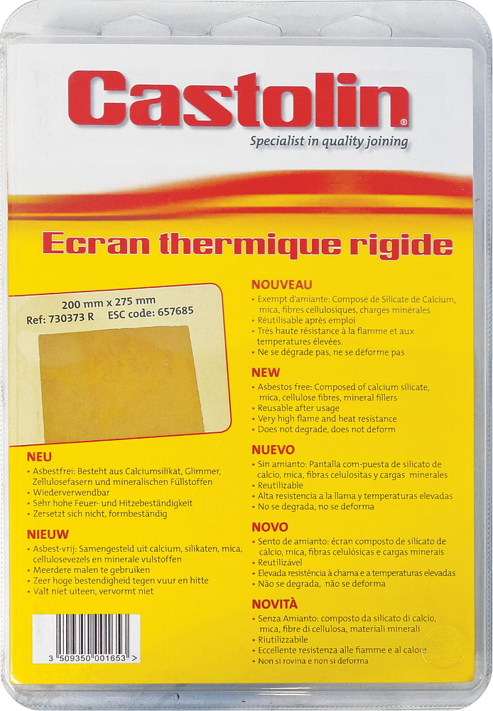 Ecrans thermiques rigide 200x280mm sans fibre céramique