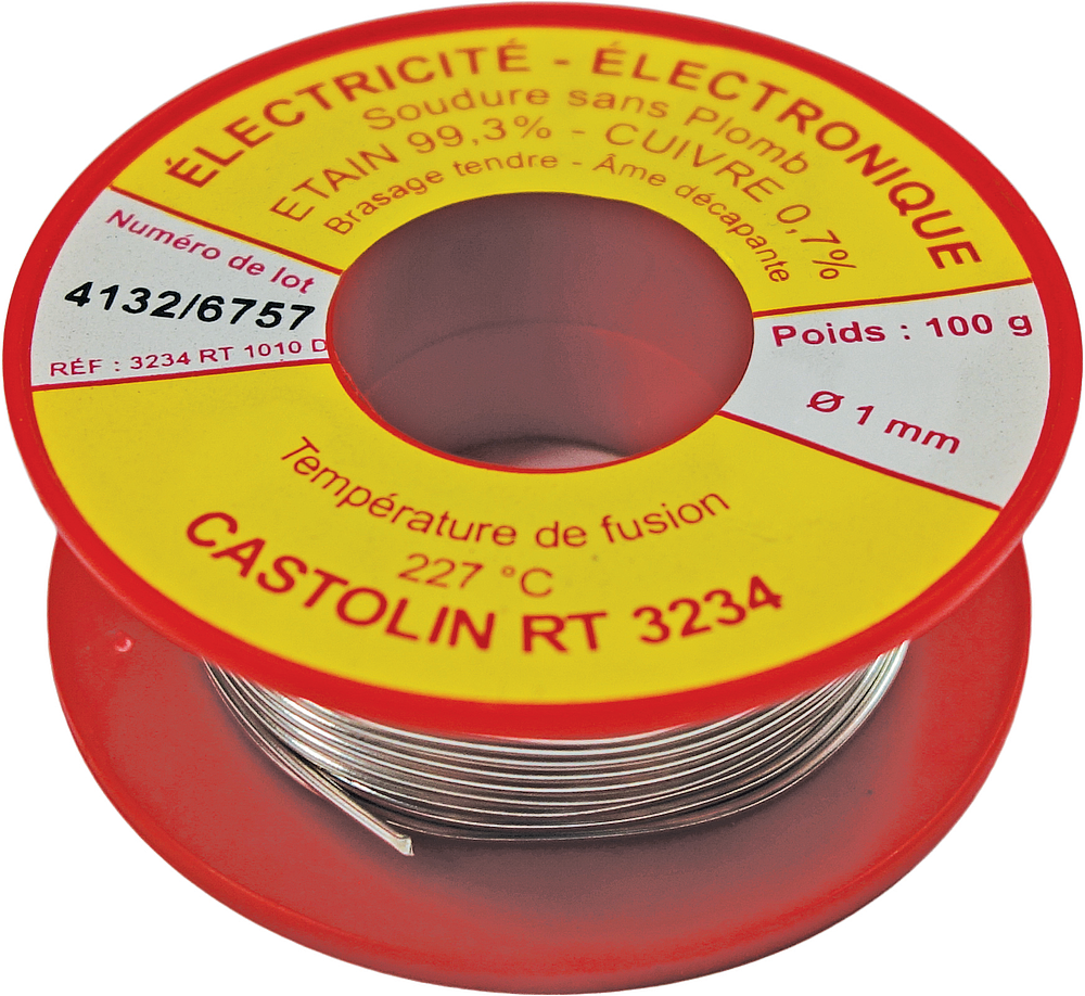 Soudure RT 3234  Etain 99.3/Cuivre 0.7  Ø 1 mm  ( bobine de 250 gr )