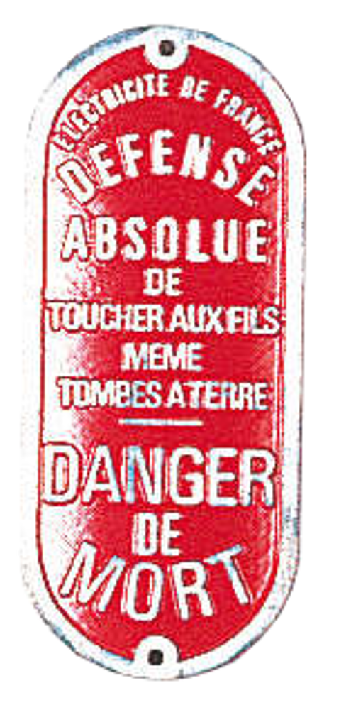 plaque zinc "danger de mort"