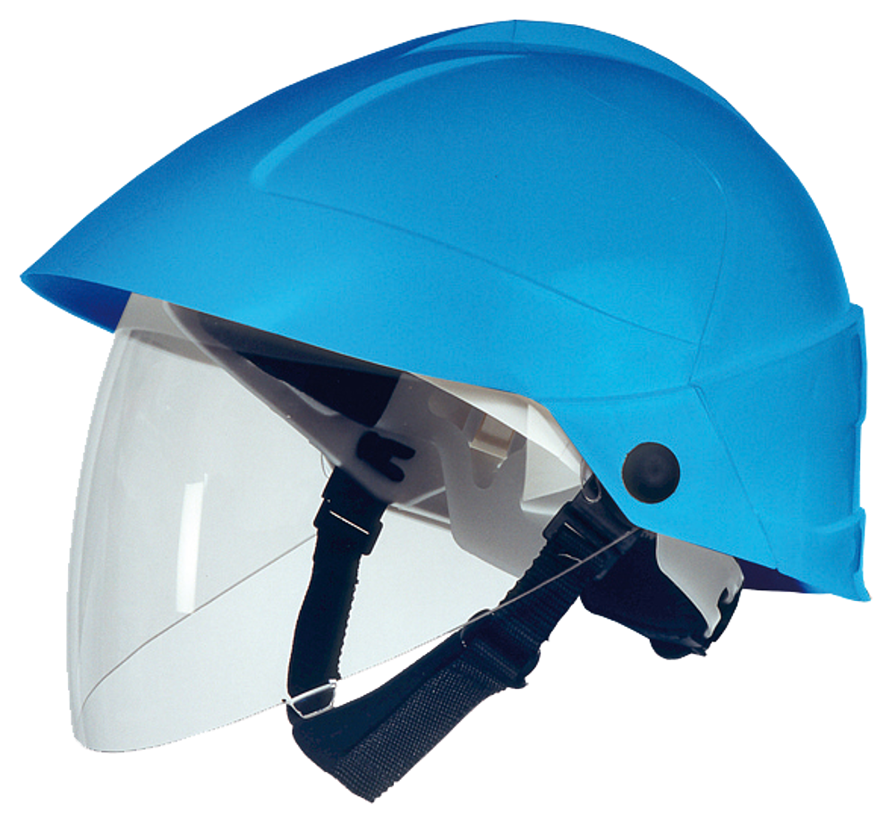 casque bleu avec ecran facial