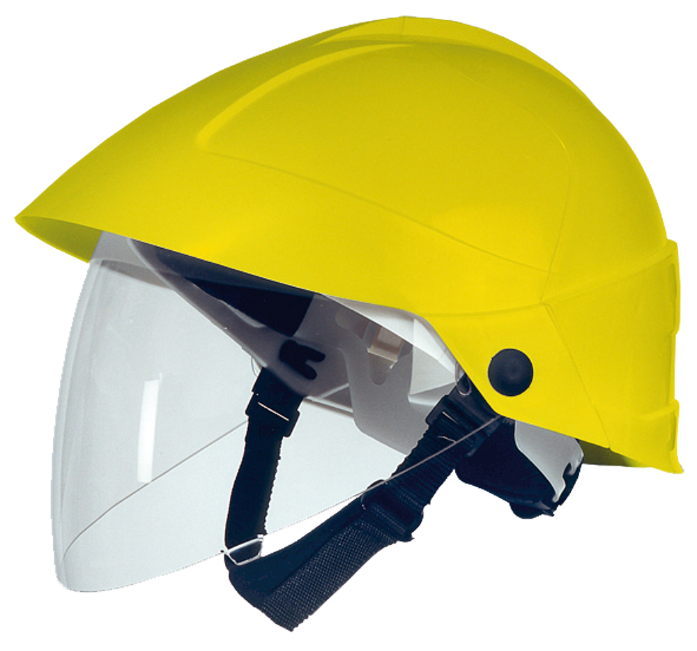 casque jaune avec ecran facial