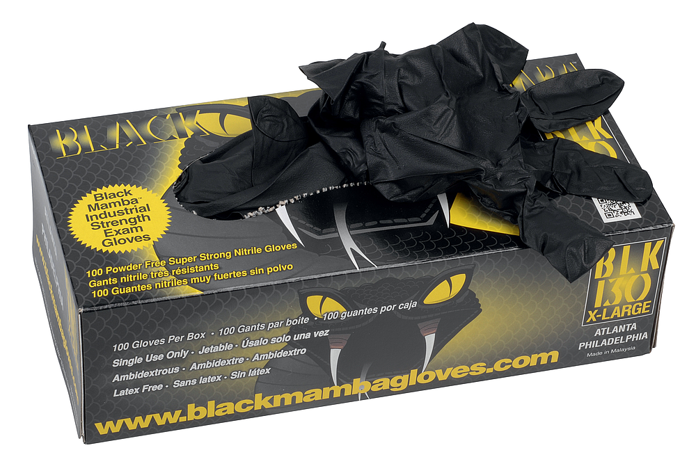 Boîte 100 gants jetables nitrile noir XL