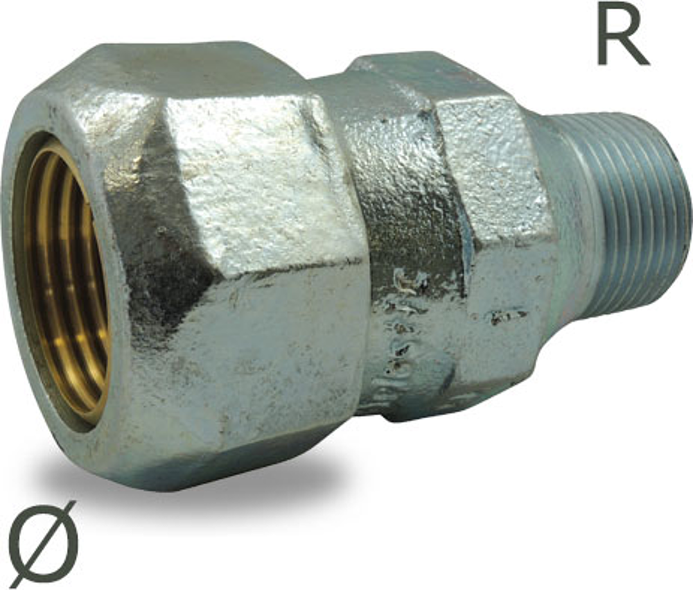 RACCORD GALVA MALE  KA   1/2 POUR RACCORDER LES TUBES ACIER GALVA UNION K-A FONTE GALVA MALE  15/21