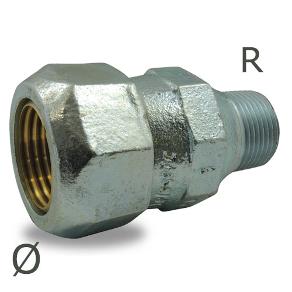 RACCORD GALVA MALE  KA   1/2 POUR RACCORDER LES TUBES ACIER GALVA UNION K-A FONTE GALVA MALE  15/21 - Vignette 2