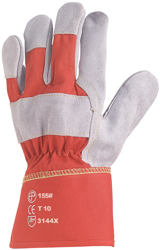 GANTS DOCKER EUROSTRONG CROÛTE DE BOVIN GRIS ROUGE T.10