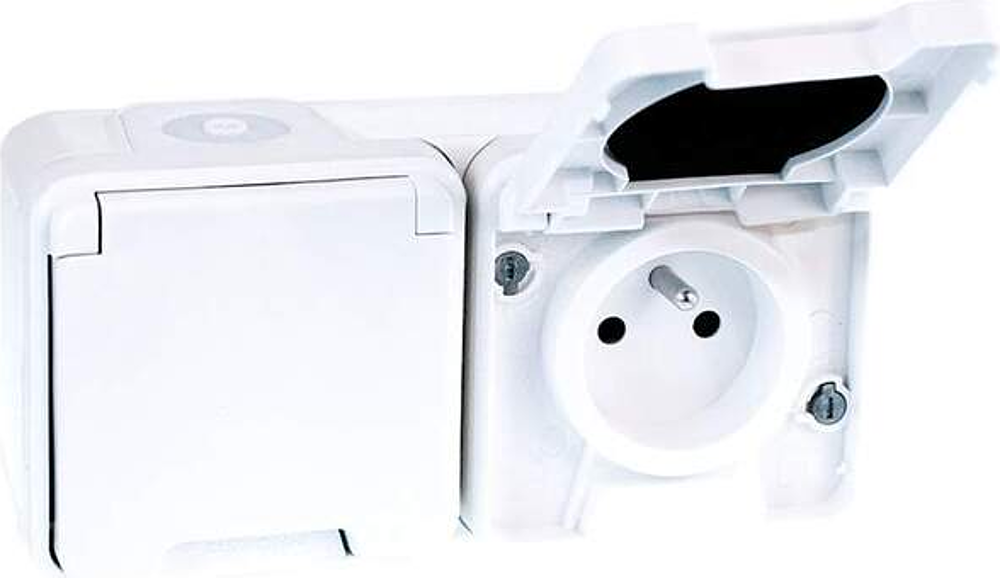 OXXO dble PC 2P+T BLANC IP55