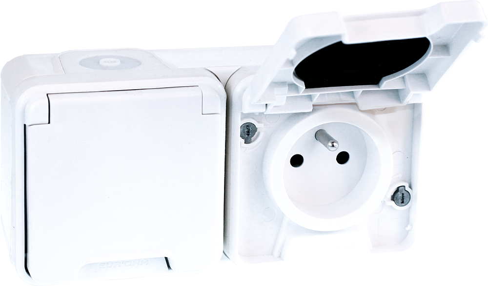 OXXO dble PC 2P+T BLANC IP55