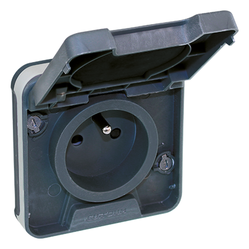 OXXO PC 2P+T GRIS ENCASTR IP55