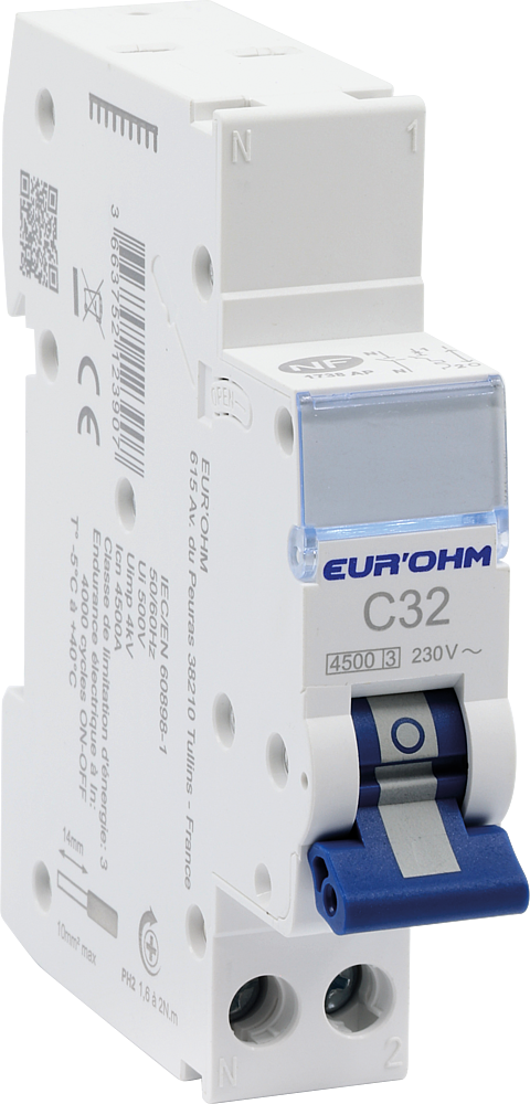 Disj 1P+N 32A C rap/vis 4,5kA