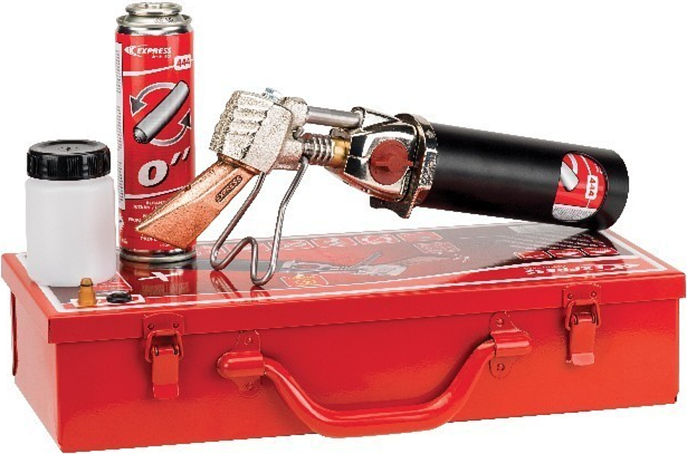 COFFRET FER DE COUVREUR AUTONOME PIEZO : 1 FER RÉF. 364 - 2 CARTOUCHES GAZ PROPÈNE (15%) +