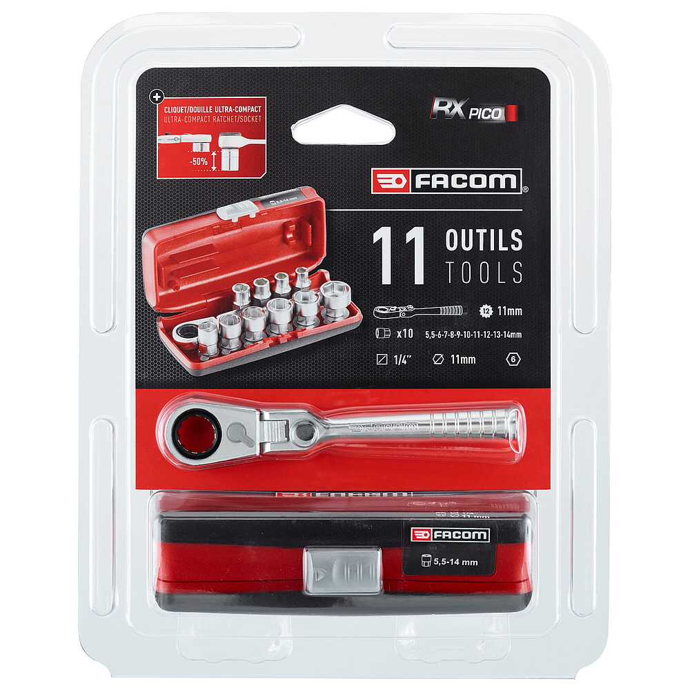 Coffret de douilles 1/4   hexagonales avec cliquet R.180