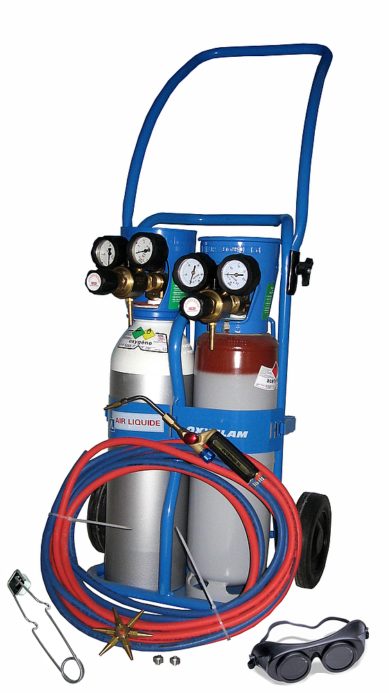 Poste à souder OXYFLAM  EQUIPE SOUDAGE -CHARIOT +2 BOUT. S05(ac 0.8m3-ox 1.0m3)