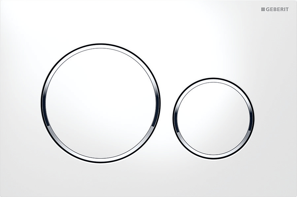 Plaque de déclenchement Geberit Sigma20 pour rincage double touche: blanc, chromé brillant