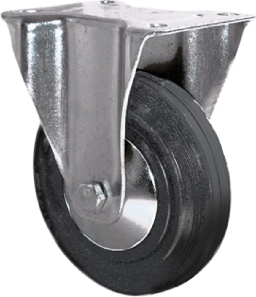 Roulette 160mm fixe  caout. noir charge admissible 150kg