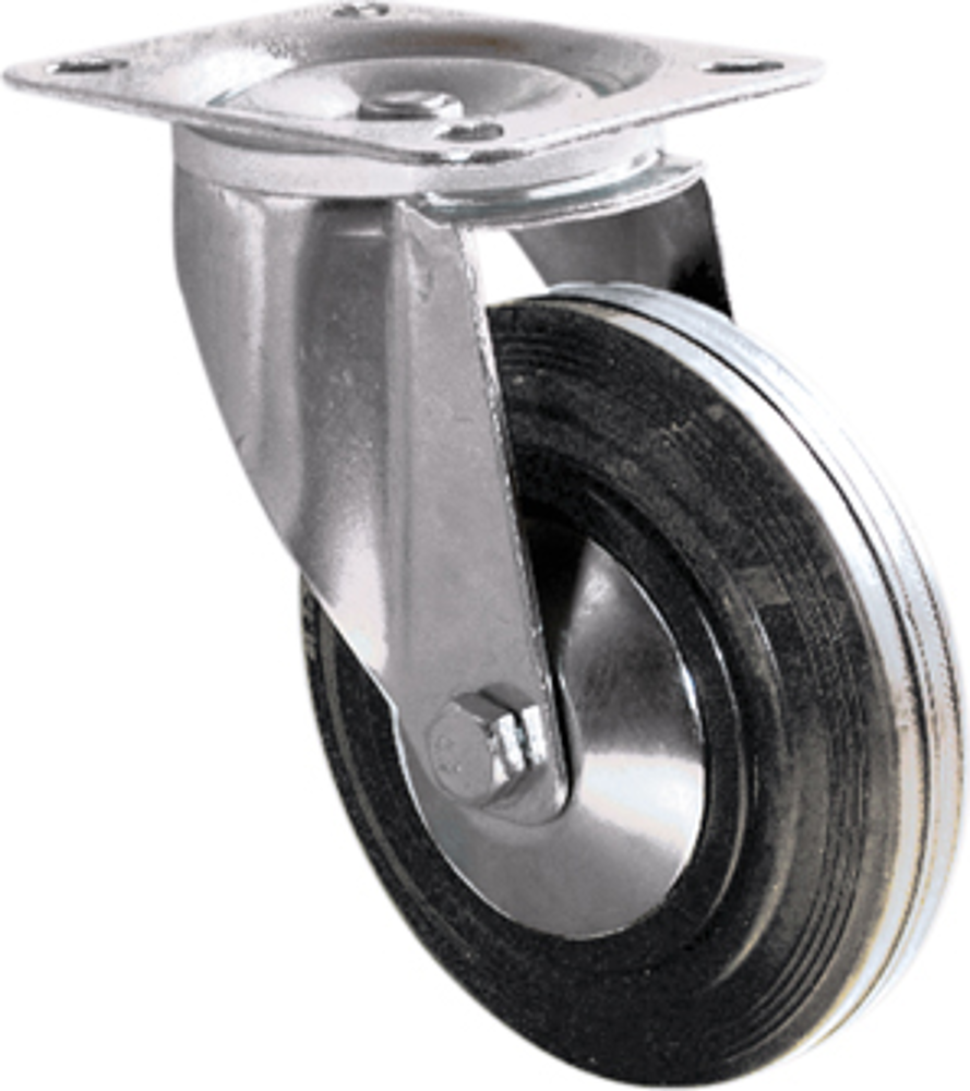 Roulette 160mm pivotante  caout. noir charge admis. 150kg