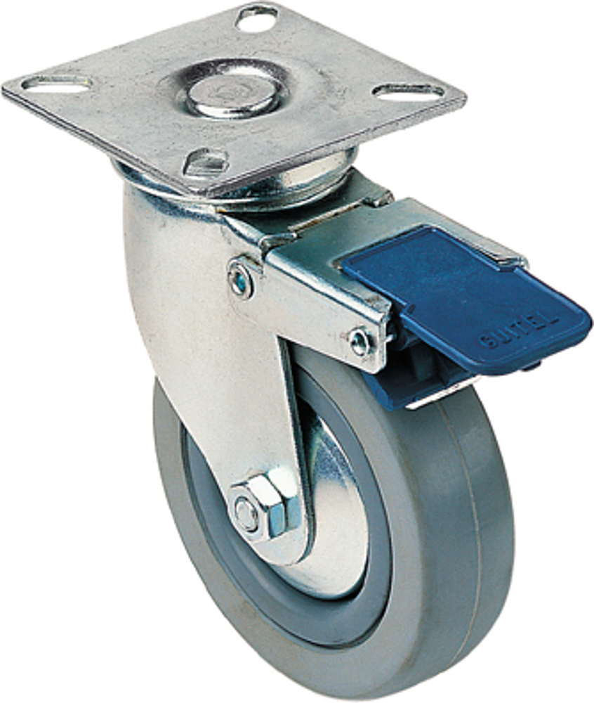 Roulette  75mm piv. à frein  NOVA charge admis. 50kg c/c gris/polypro noir