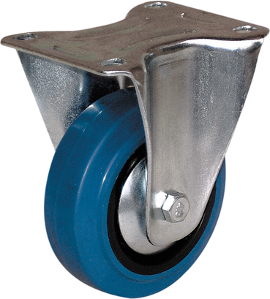 Roulette 125mm fixe  caout. bleu charge admissible 200kg