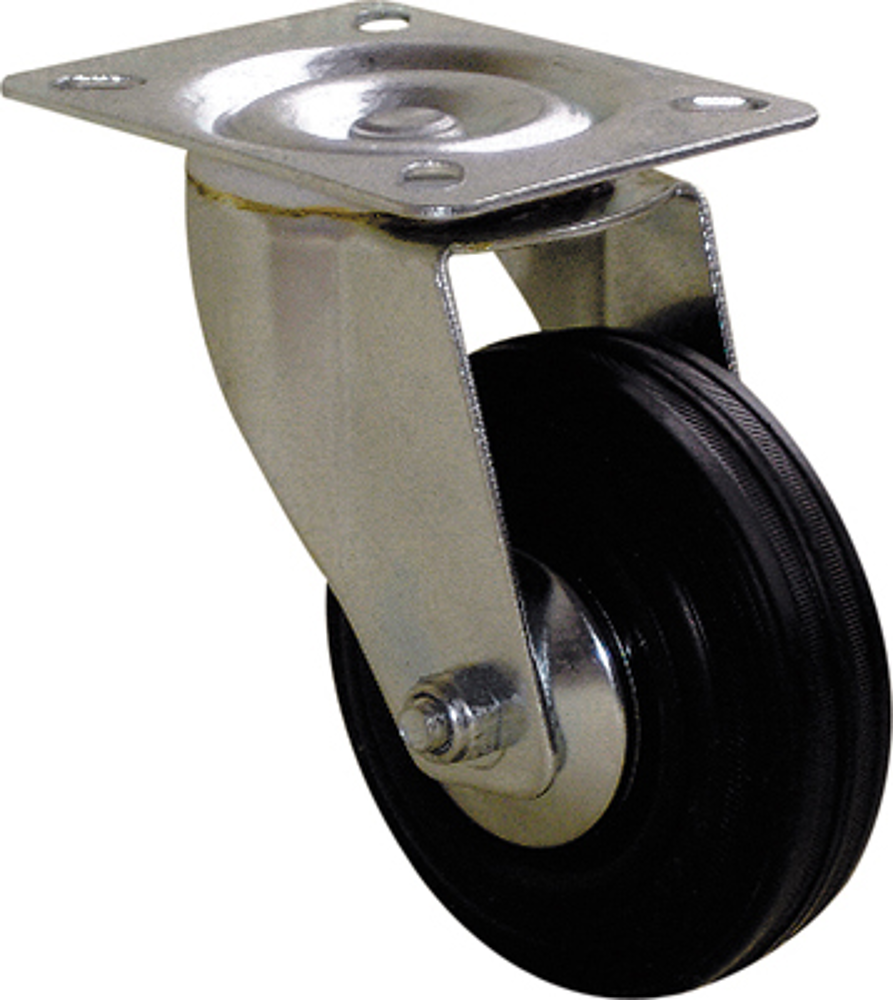 Roulette 100mm pivotante  caout. noir charge admis. 80kg