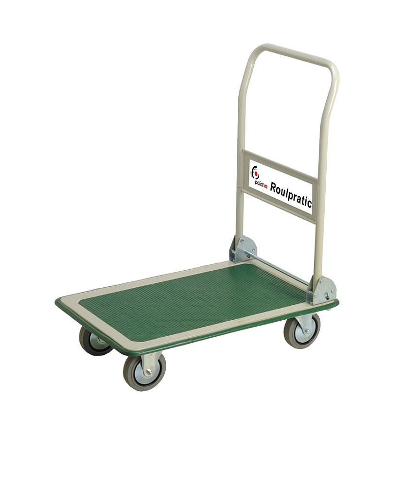 CHARIOT ROULPRATIC VERT 300K PLATEAU 750X490MM