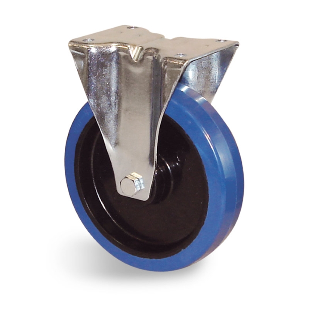 Roulette 160mm fixe  caout. bleu charge admissible 300kg