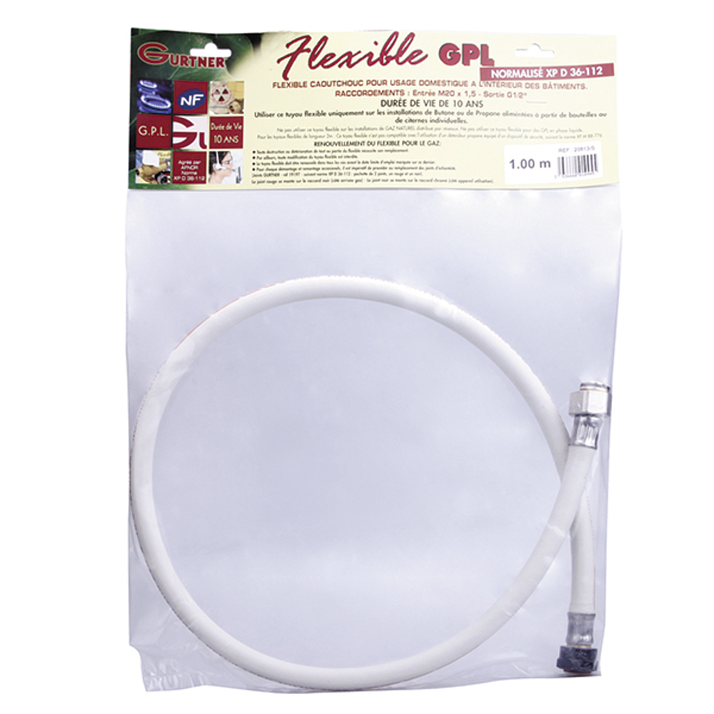 FLEXIBLE GAZ BUTA.PROPANE 10 ANS  1-50M CONFORME A LA NORME XPD 36-112