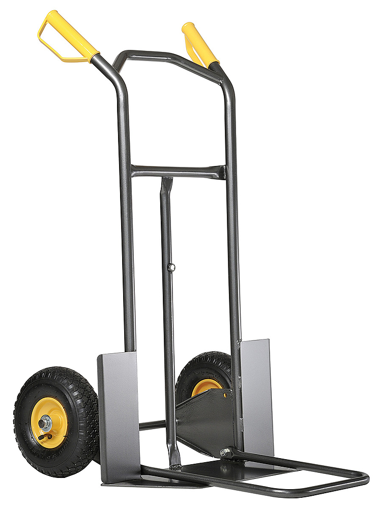 Diable professionnel 200 kg avec roues gonflées et double pelle