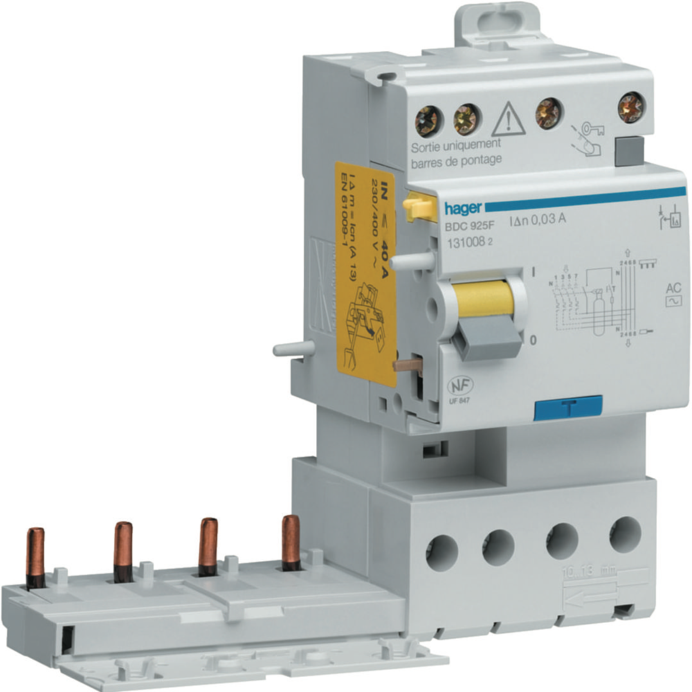 Bloc dif 2xsortie 3P+N 25A 30mA AC