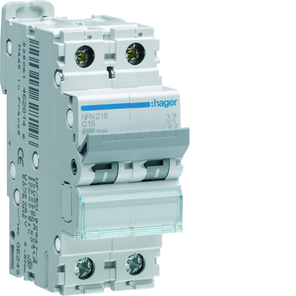 Disjoncteur 2P 6/10kA C-16A 2M