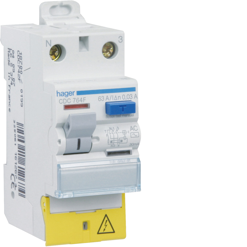 ID 2P 63A 30mA AC borne déc.