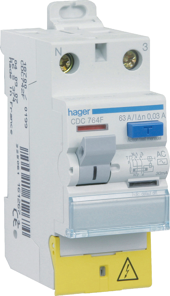 ID 2P 63A 30mA AC borne déc.