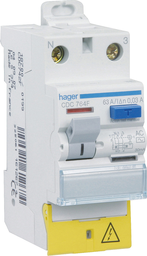 ID 2P 63A 30mA AC borne déc.