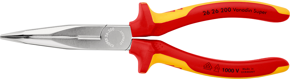 Pince a becs demi ronds coudés   chromé 200 mm isolée 1000 V