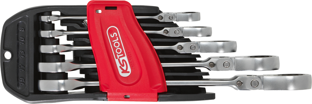 Jeu de 5 clés mixtes à cliquet à tête inclinable à verrouillage GEARplus®