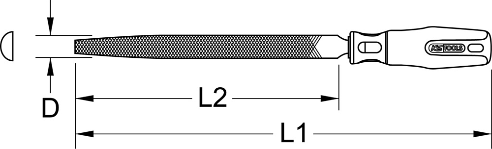 Lime demi-ronde bâtarde emmanchée, L.250 mm