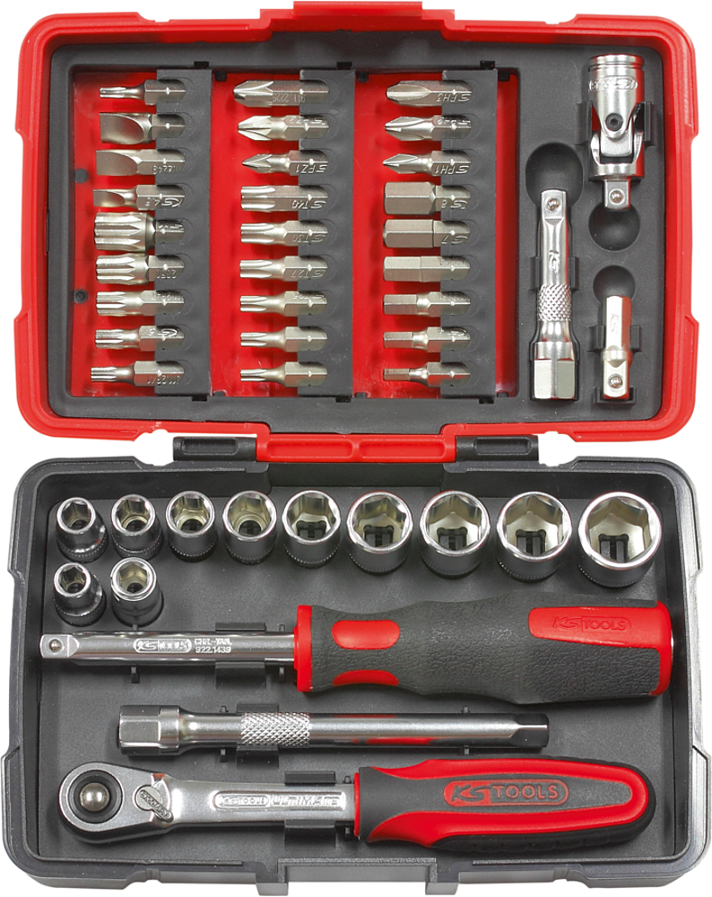 Coffret de douilles et accessoires ULTIMATE 1/4'', 44 pièces