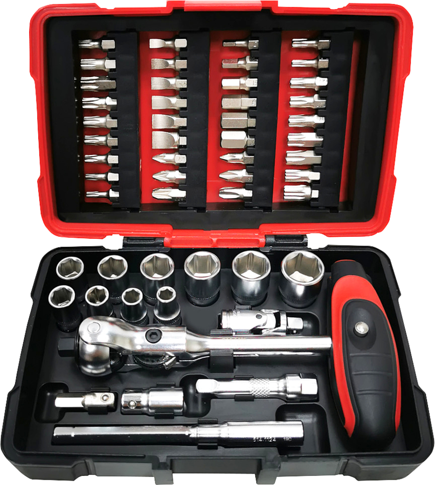 Coffret de douilles et embouts ULTIMATE 1/4'', 52 pièces avec cliquet MODIFIX