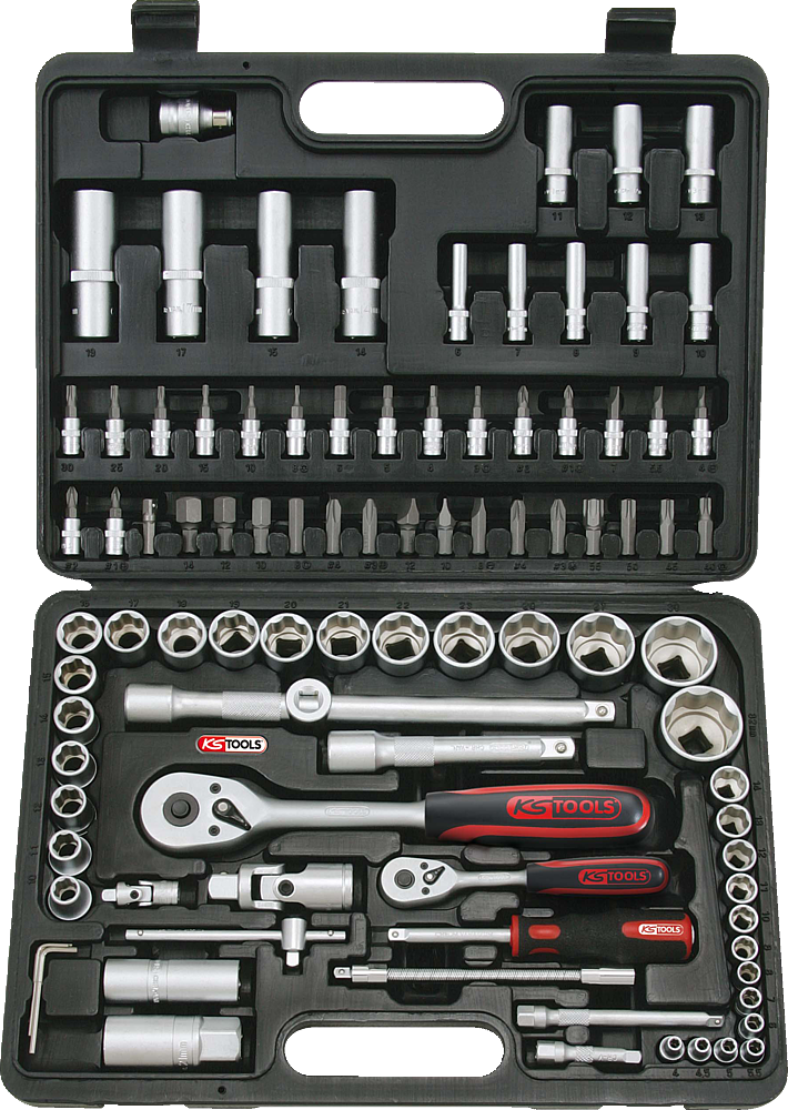 Coffret de douilles et accessoires F6 1/4'' - 1/2'', 94 pièces