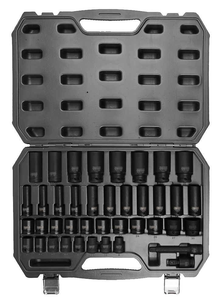 Coffret de douilles 1/2'' à chocs courtes et longues, 40 pièces