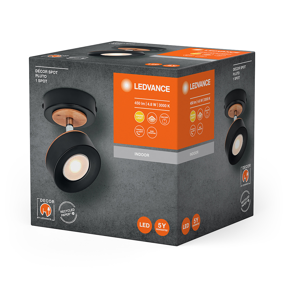 Spot Pluto 5W/830 mono Noir