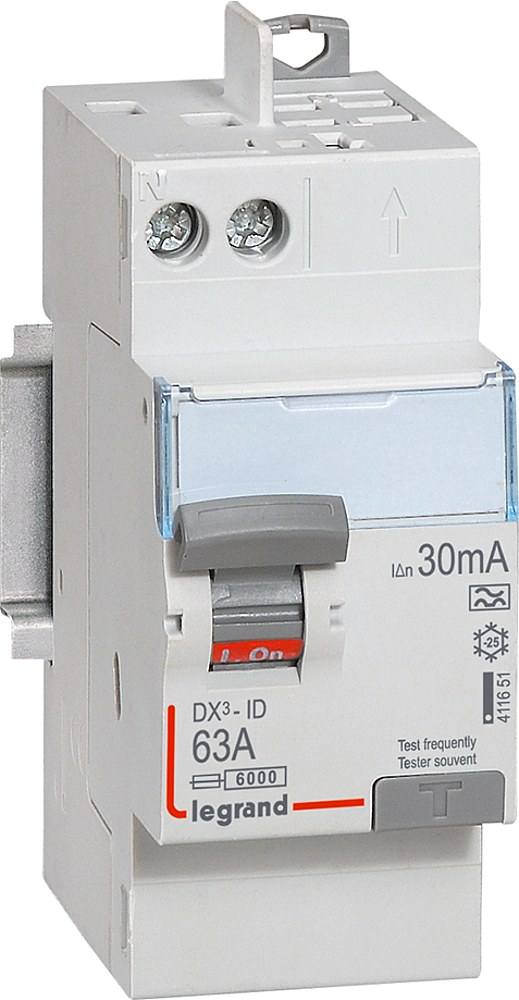 INTERRUPTEUR DIFFÉRENTIEL DX3 63A 30MA TYPE A 2P VIS/AUTO 230V