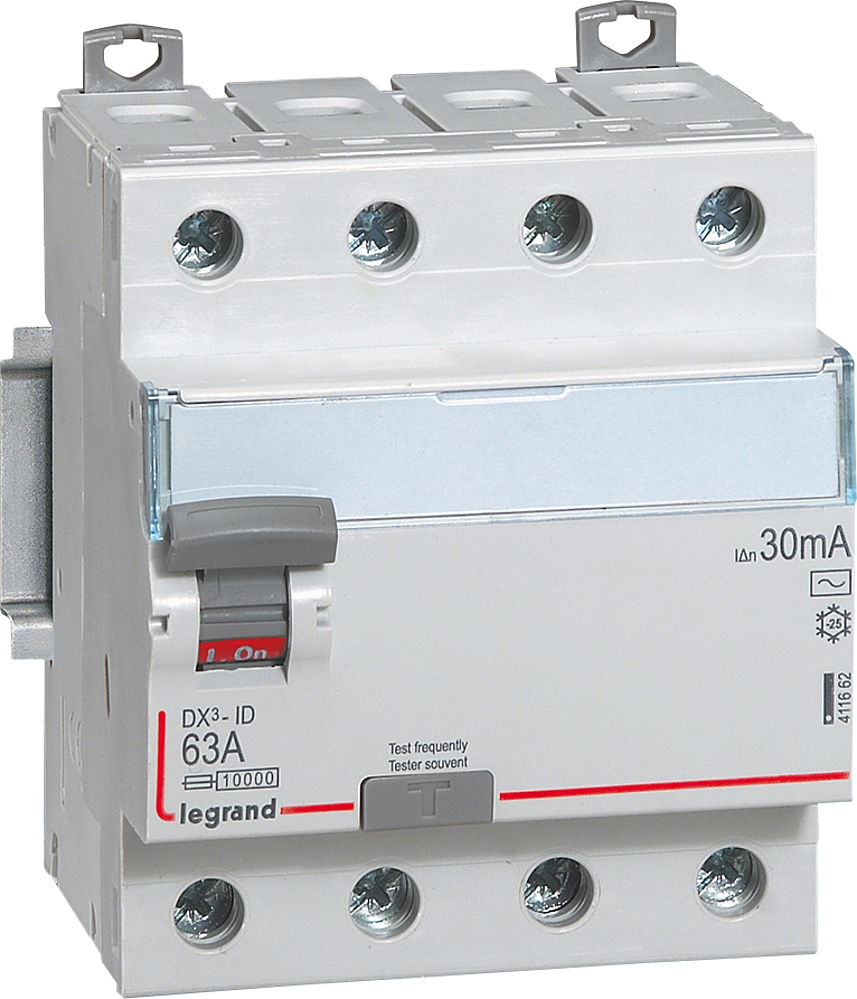 INTERRUPTEUR DIFFÉRENTIEL DX3 63A 30MA TYPE AC 4P VIS/VIS 400V 4M